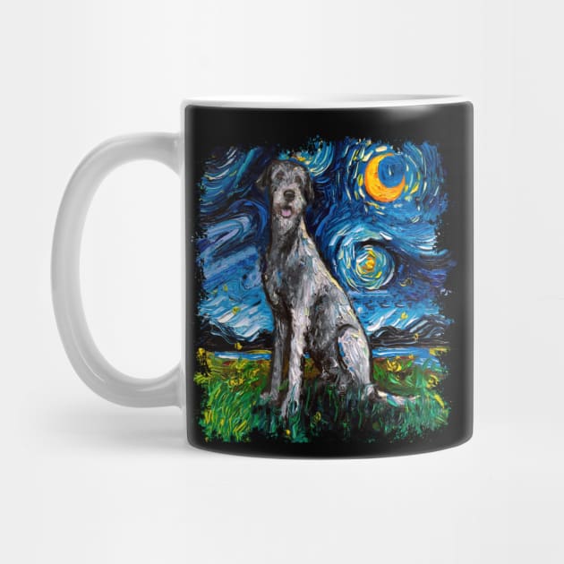 Irish Wolfhound Starry Night Dog Splash Version Art by Aja by Hound mom